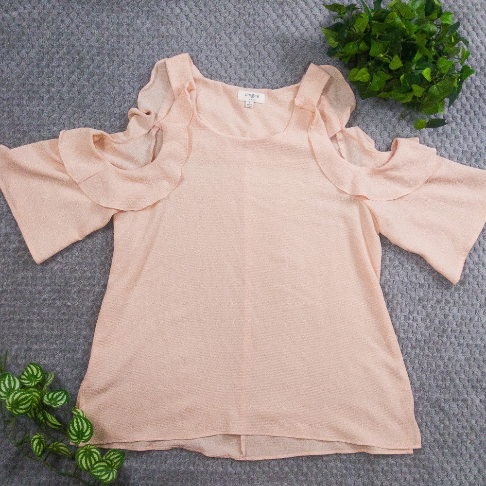 Umgee Pale Pink Cold Shoulder Blouse